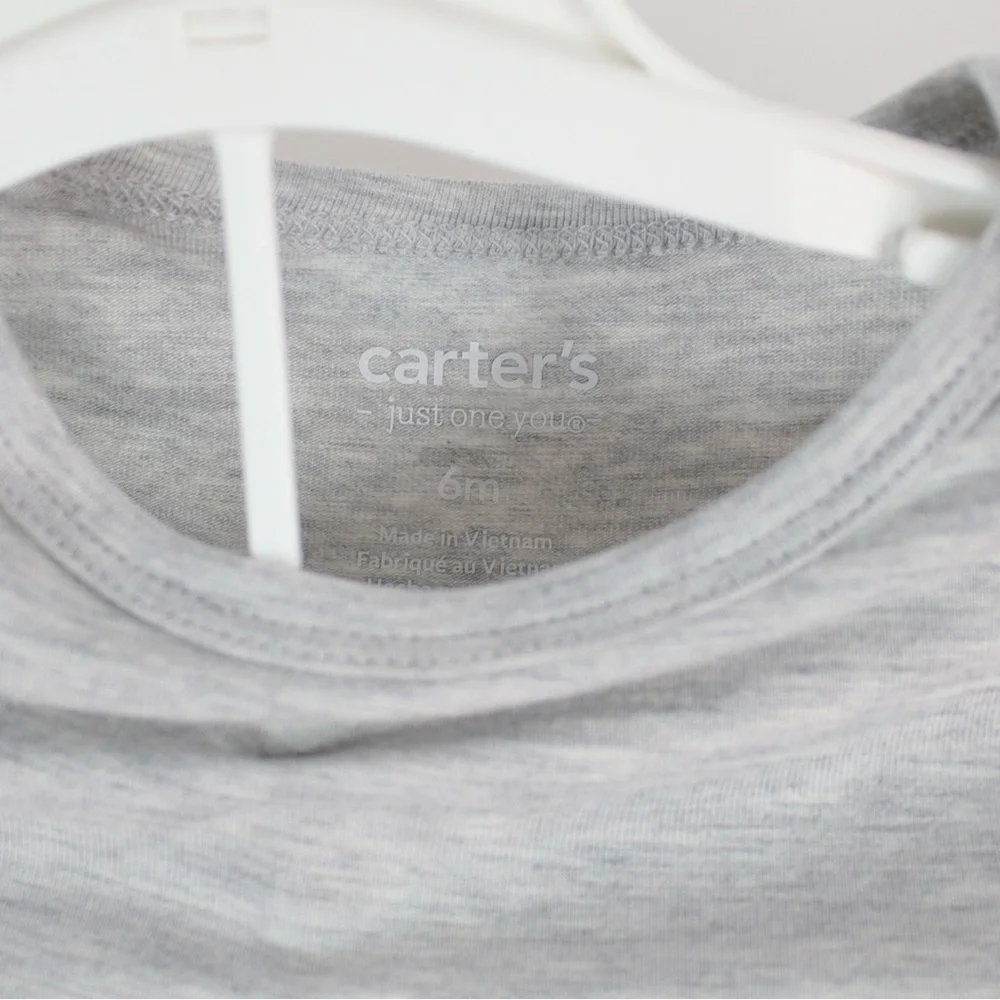 Carters Gray 2 Piece Long Sleeve Pajama Shirt & Pants Set Kids Size 6mo. - Picture 7 of 7